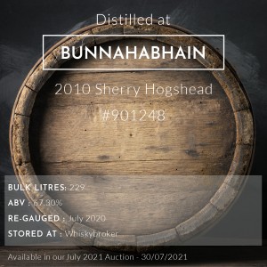 1 Bunnahabhain 2010 Sherry Hogshead #901209 / Cask in storage at Whiskybroker