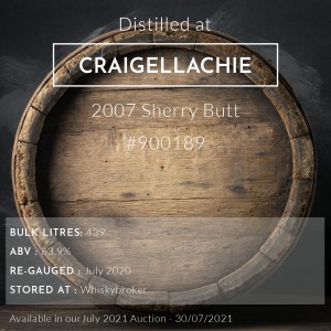 1 Craigellachie 2007 Sherry Butt #900189 / Cask in storage at WhiskyBroker