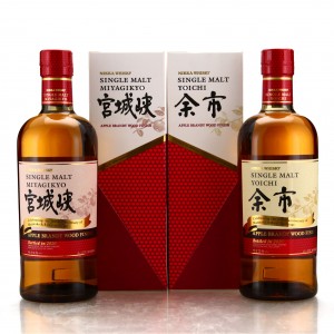Miyagikyo   Yoichi Apple Brandy Wood Finish 2020   Masataka   Rita 100th Wedding Anniversary 2 x 70cl