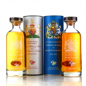 English Whisky Co Royal Marriage 2011   Diamond Jubilee 2012 Decanters 2 x 70cl