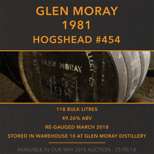 1 Glen Moray 1981 Hogshead #454 / Cask in storage at Glen Moray