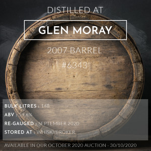 Glen Moray 2007 Barrel #6343 / Cask in storage at Whiskybroker