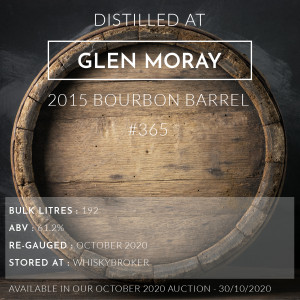 1 Glen Moray 2015 Bourbon Barrel #365 / Cask in storage at Whiskybroker