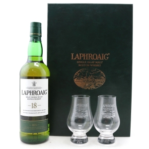 Laphroaig 18 With 2 X Branded Glencairn Glasses