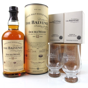 Balvenie 12 Year Old Double Wood   Including Plinth  Badge and 2 x Tasting Glass