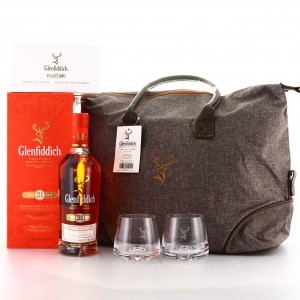 Glenfiddich 21 Year Old Reserva Rum Cask Finish   with Messenger Bag   2 x Glasses