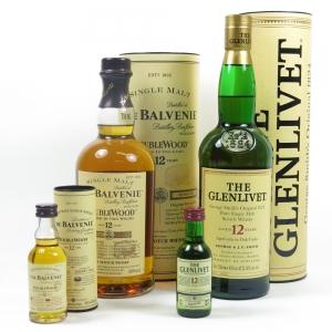 Glenlivet 12 Year Old and Balvenie 12 Year Old Double Wood (Including Miniatures) 2 x 70cl and 2 x 5cl