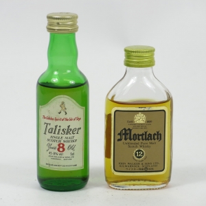 Talisker and Mortlach Rare Miniatures 1980s Front