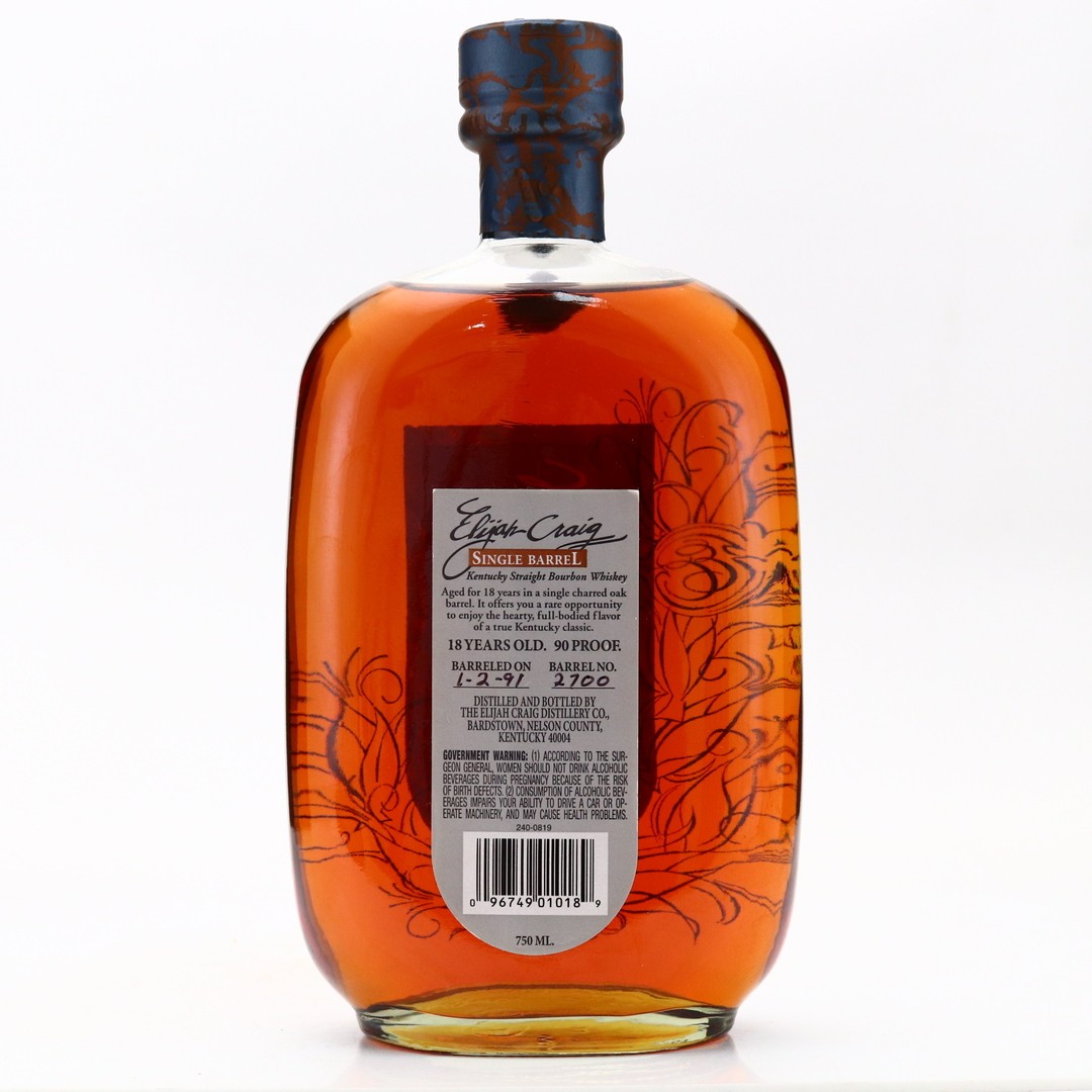 Elijah Craig 1991 Single Barrel 18 Year Old Whisky Auctioneer