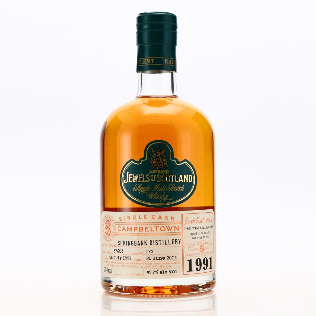 Springbank 1991 Lombard 21 Year Old Jewels of Scotland 75cl / US Import