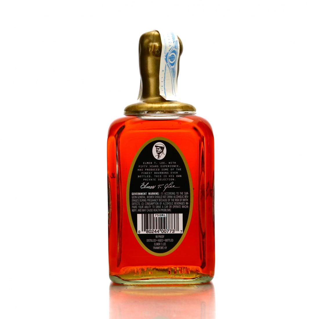Elmer T Lee Single Barrel Kentucky Bourbon / Gold Wax Whisky Auctioneer