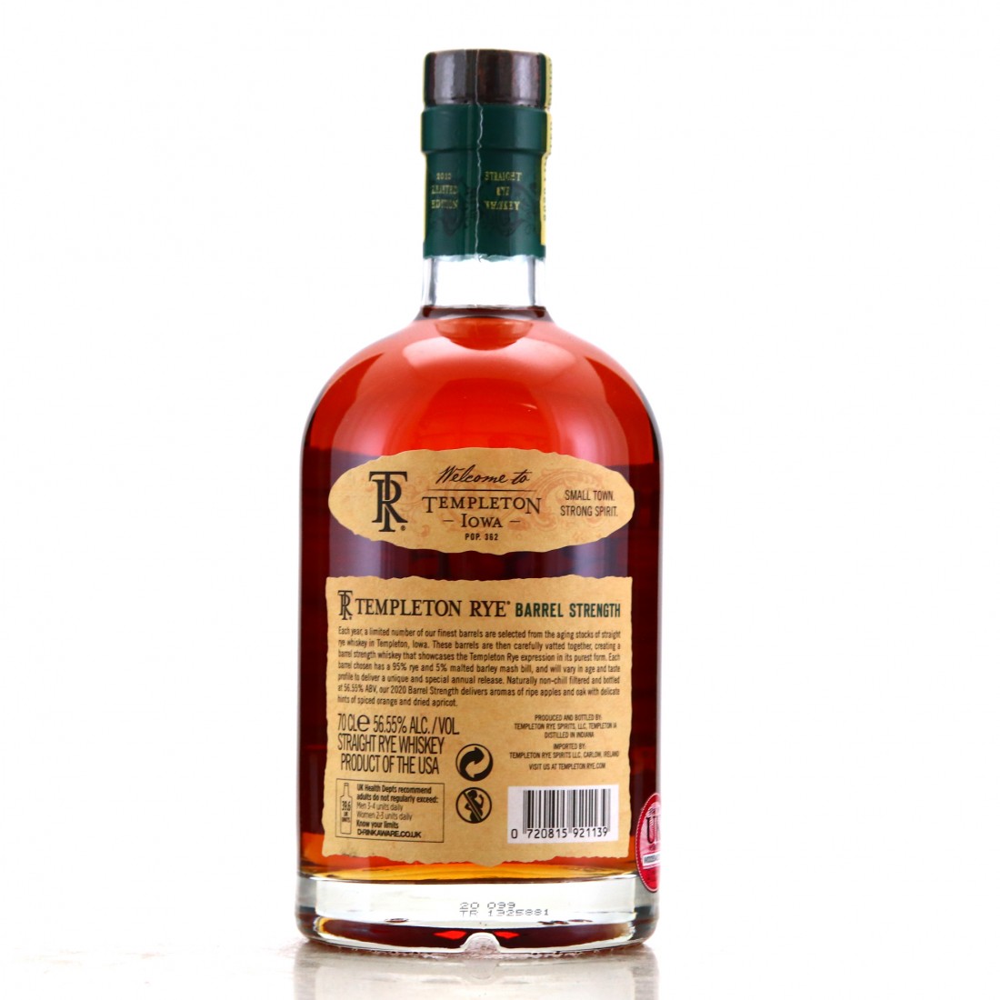 Templeton Barrel Strength Rye 2020 70cl Whisky Auctioneer