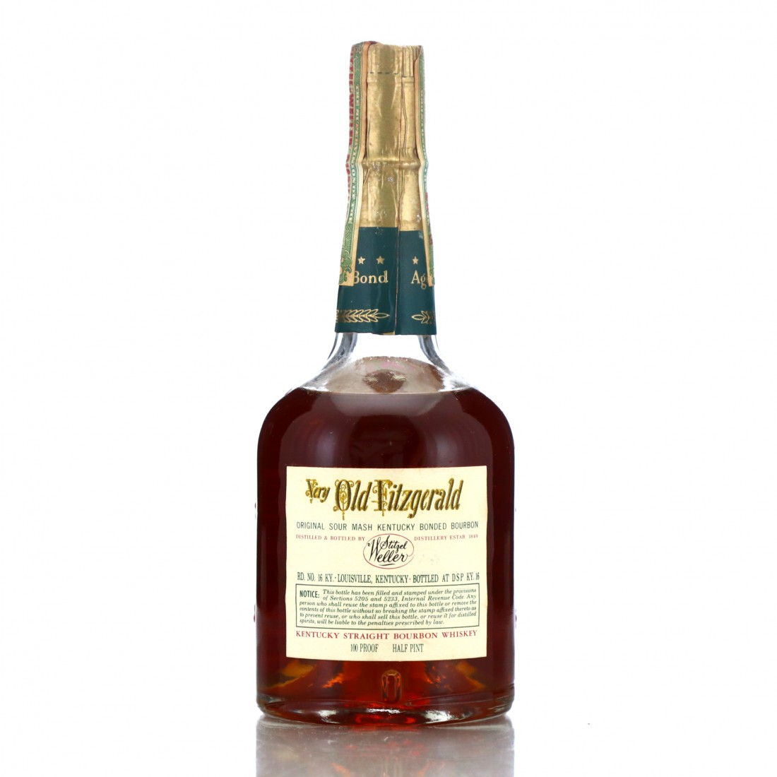 Very Old Fitzgerald 1961 Bottled in Bond 8 Year Old 100 Proof Half Pint