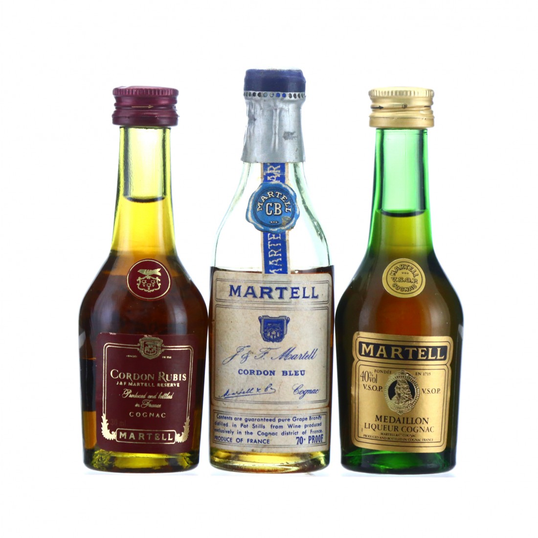 Martell Cognac Miniatures x 3 Includes Cordon Bleu 1950s Whisky