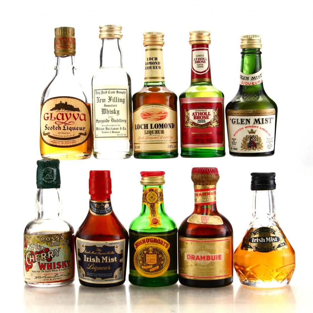 Scotch Whisky Liqueur Miniatures x 10 Whisky Auctioneer