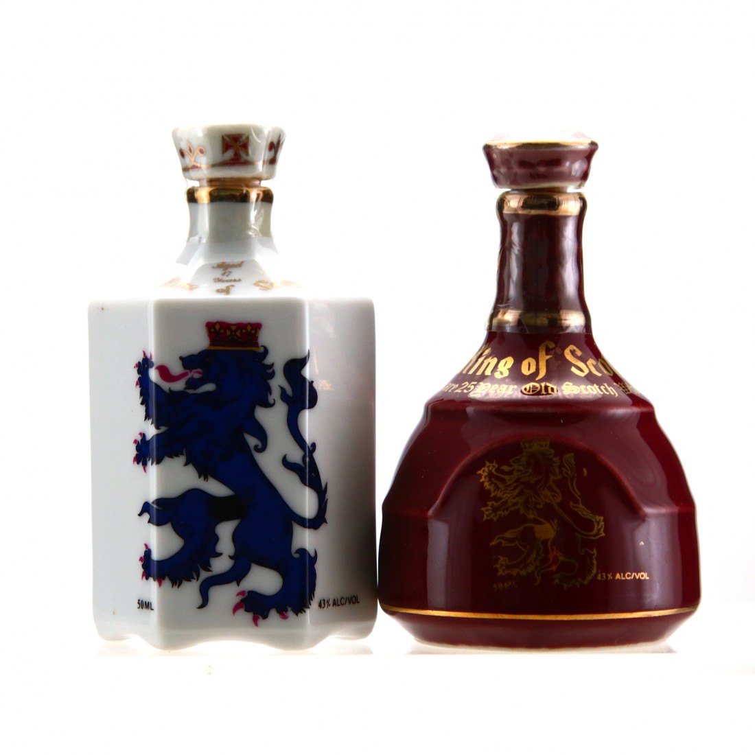 King of Scots 17 & 25 Year Old Miniature Decanters x 2 Whisky Auctioneer