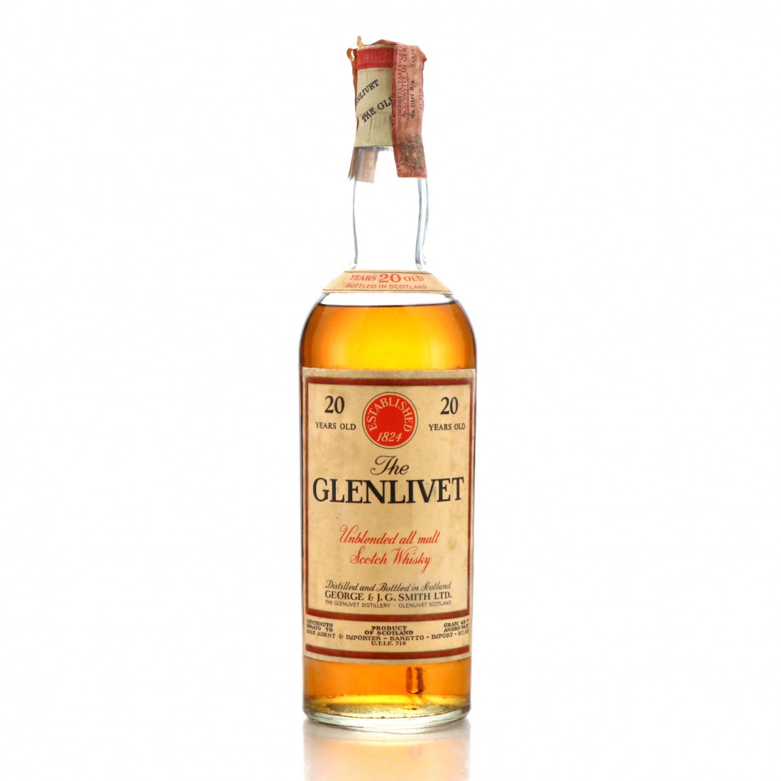 Glenlivet 20 Year Old 1960s / Baretto Import Whisky Auctioneer