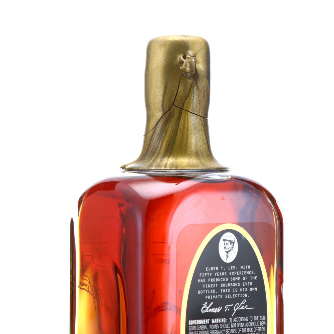 Elmer T Lee Single Barrel Kentucky Bourbon / Gold Wax Whisky Auctioneer