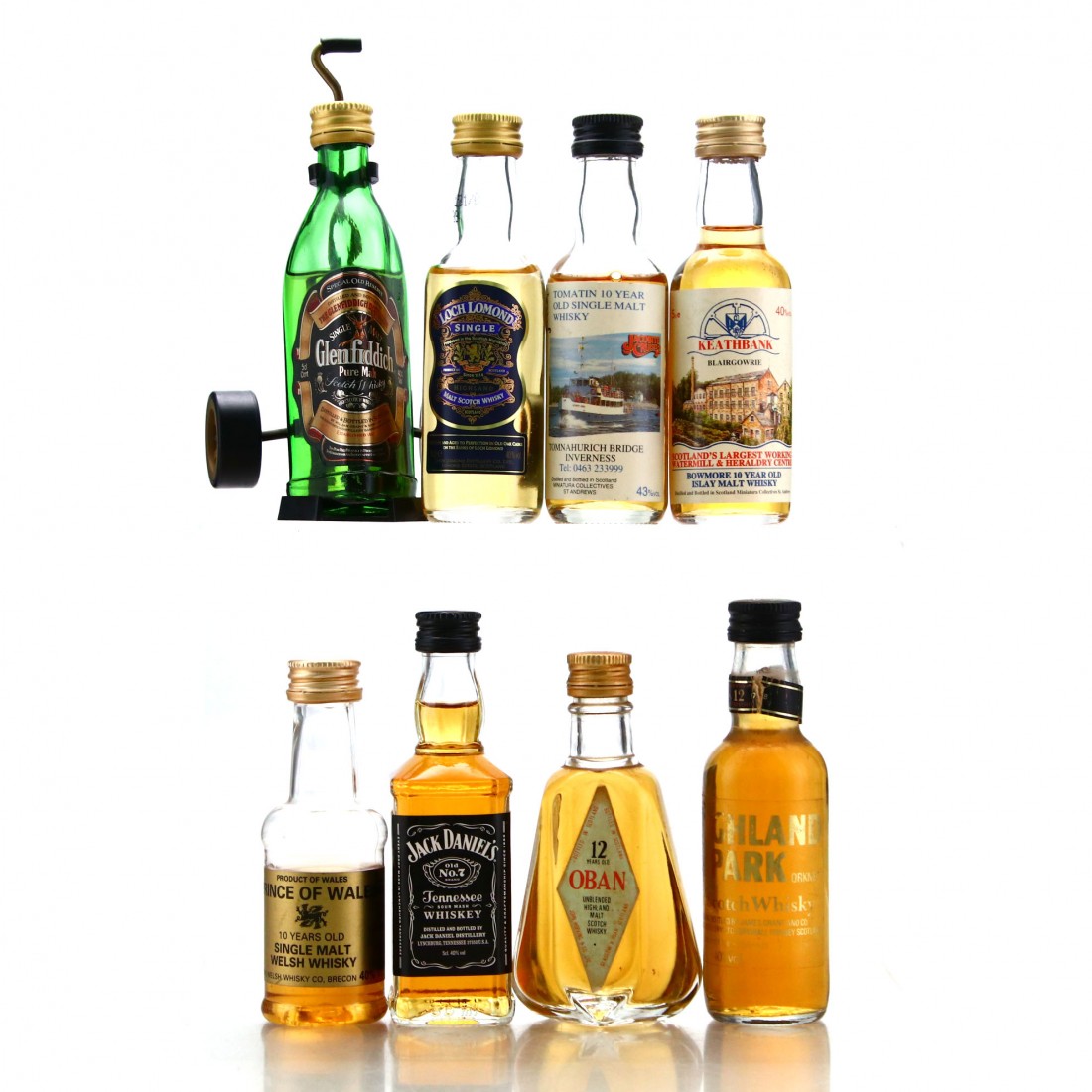 Worldwide Whisky Miniatures x 8 / includes Highland Park Whisky Auctioneer