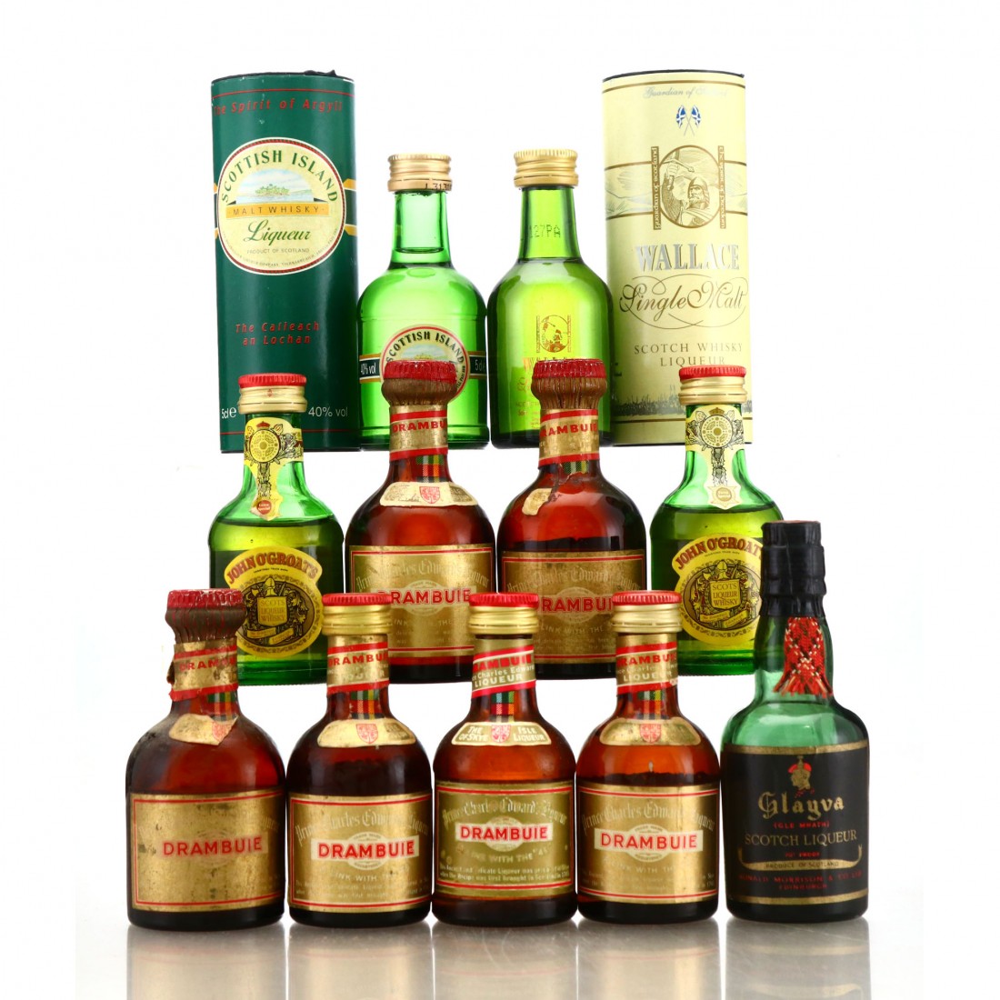 Whisky Liqueur Miniatures x 12 / Includes Drambuie 1970s Whisky