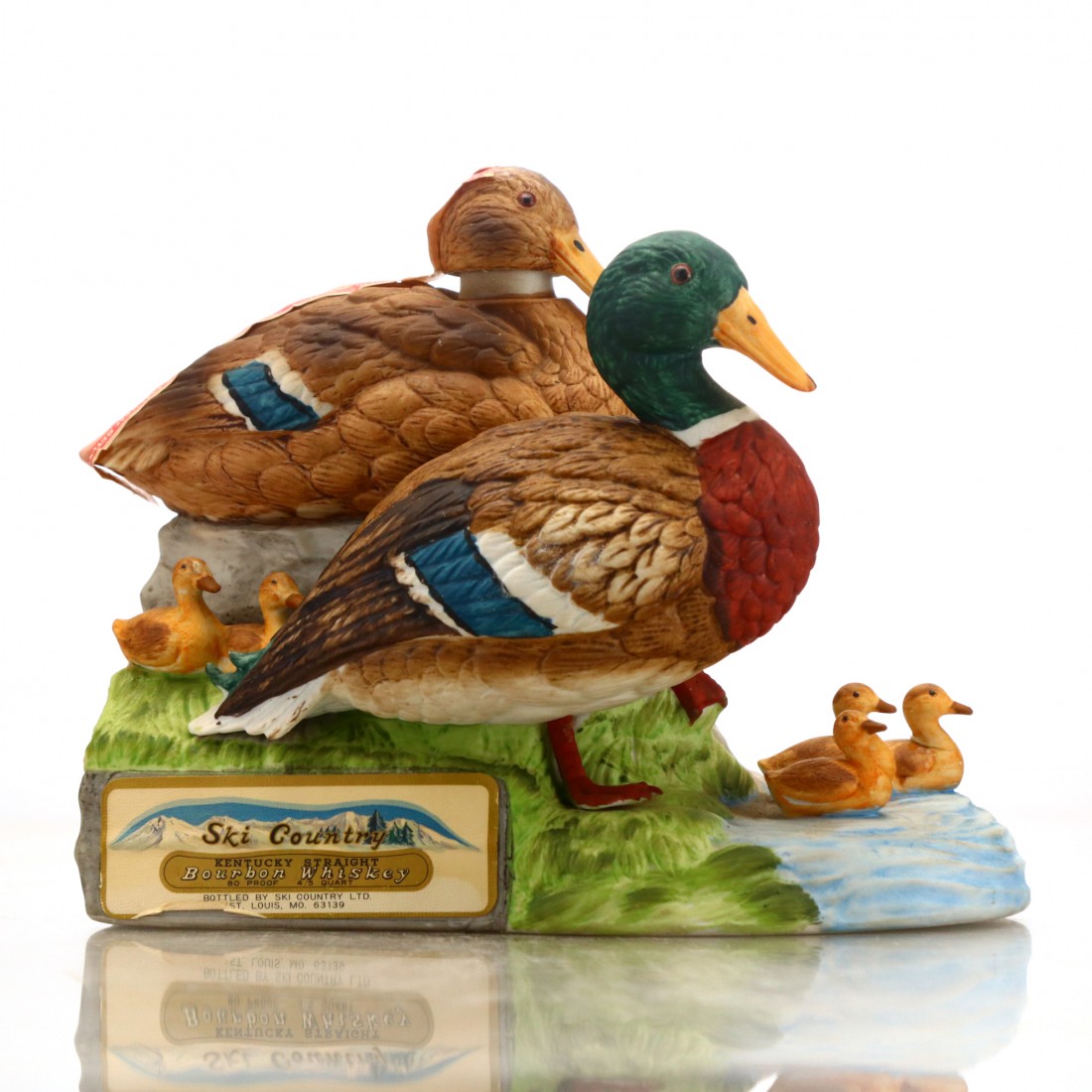 Ski Country Kentucky Straight Whiskey Mallard Duck Decanter 1977