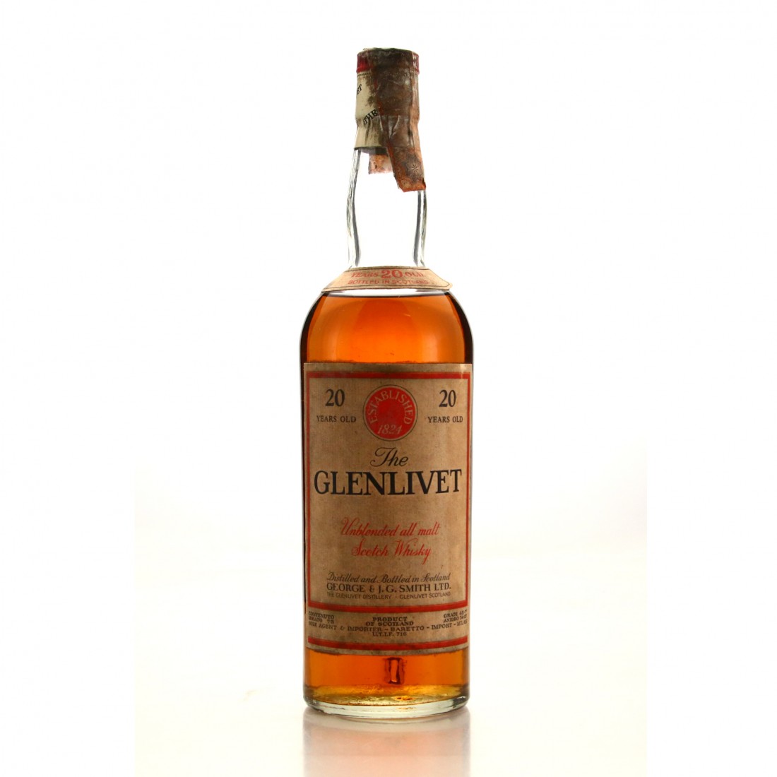 Glenlivet 20 Year Old 1970s / Baretto Import Whisky Auctioneer