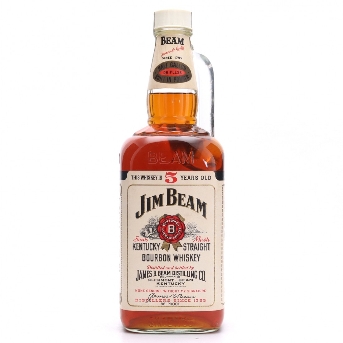 Jim Beam 5 Year Old Kentucky Straight Bourbon Half Gallon 1970s