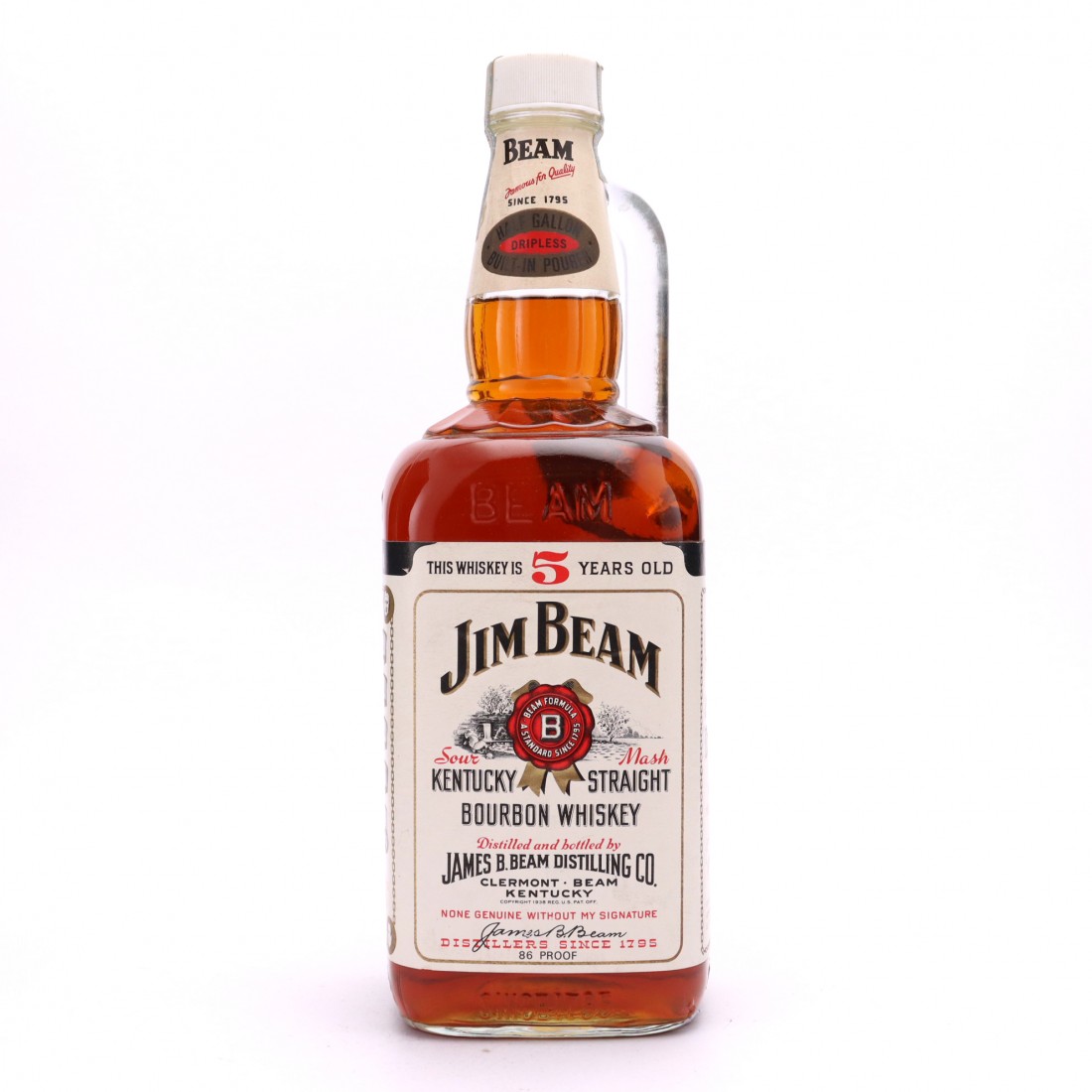 Jim Beam 5 Year Old Kentucky Straight Bourbon Half Gallon 1970s