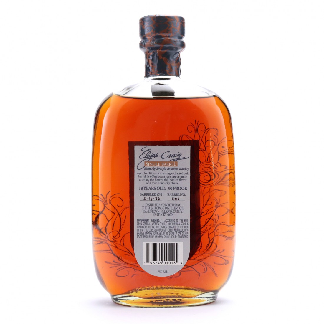 Elijah Craig 1976 Single Barrel 18 Year Old Whisky Auctioneer