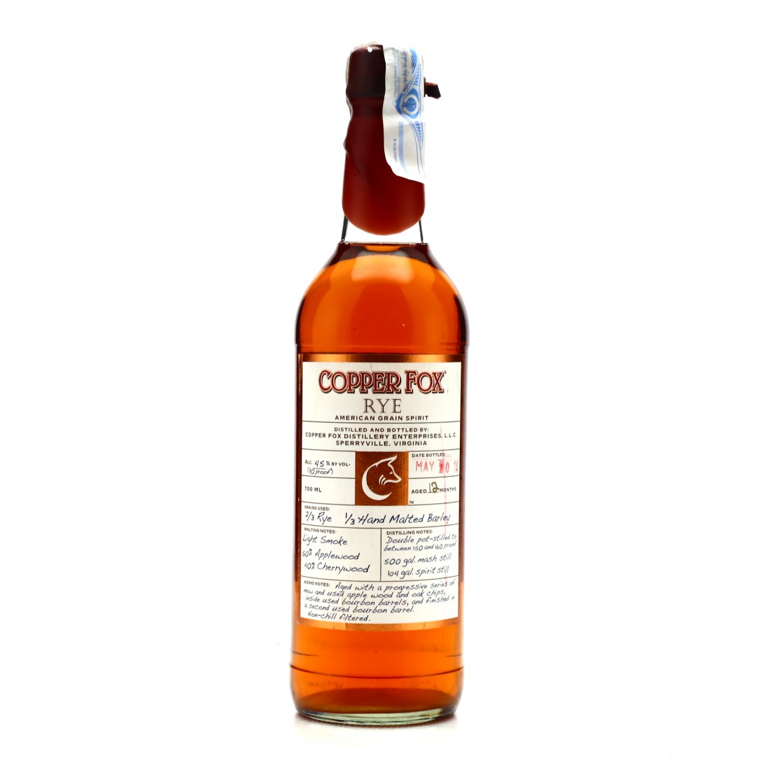 Copper Fox Rye American Grain Spirit Whisky Auctioneer