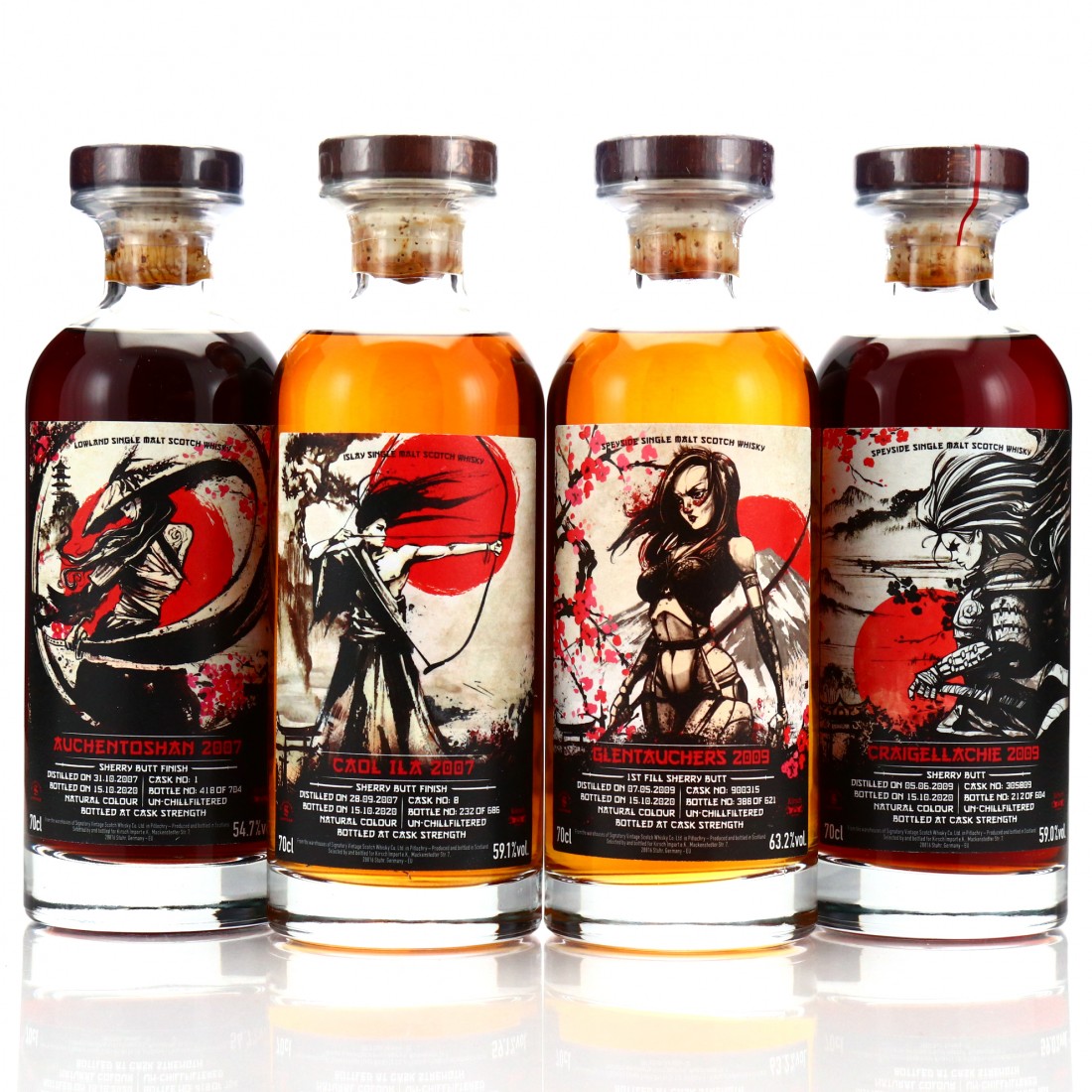 Signatory Vintage Samurai Labels 4 X 70cl Kirsch Whisky Whisky 
