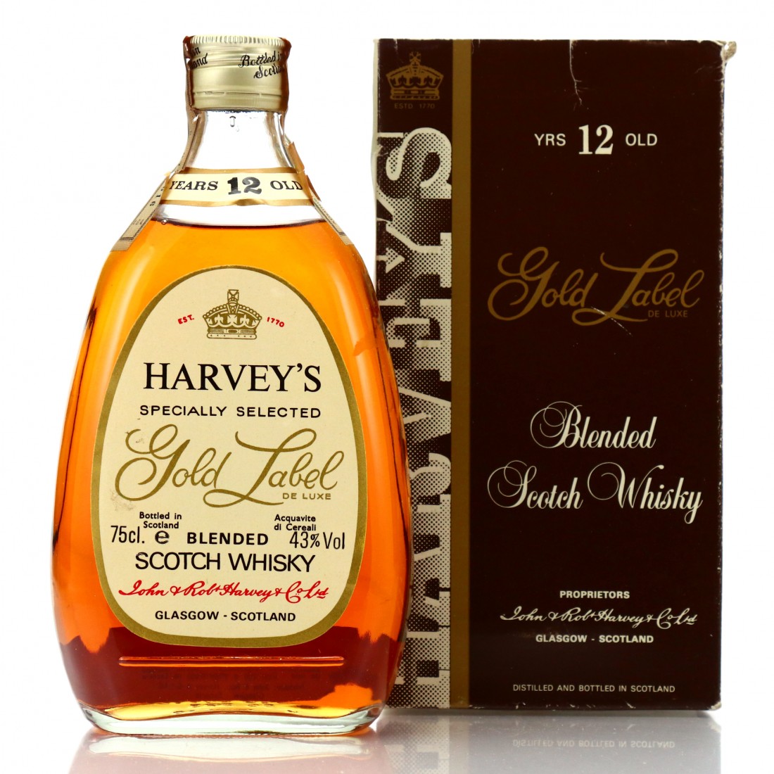 Harvey's 12 Year Old Gold Label Scotch Whisky 1980s Whisky Auctioneer