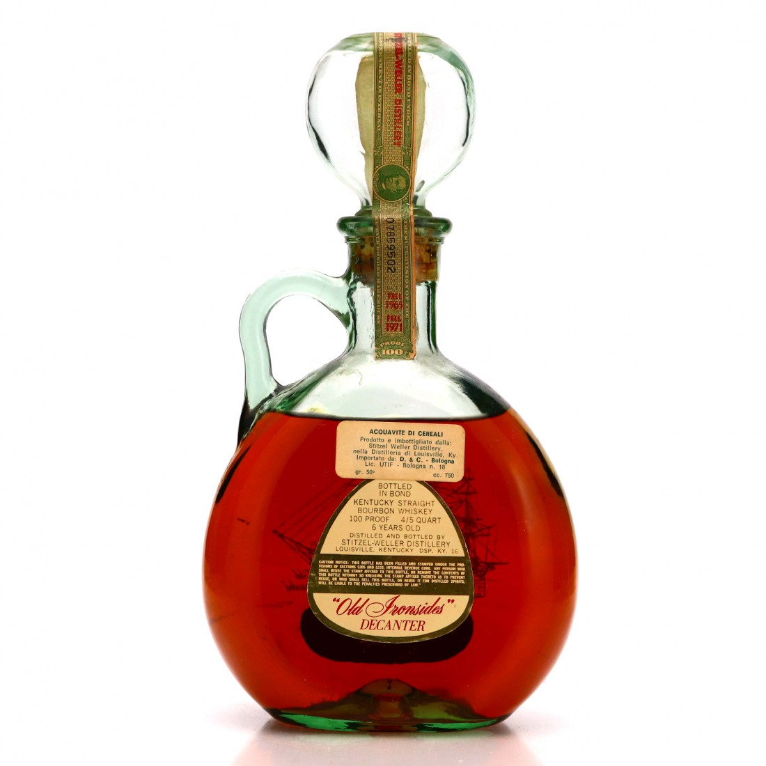 Old Fitzgerald 1965 Bottled in Bond 6 Year Old 100 Proof Old Ironsides