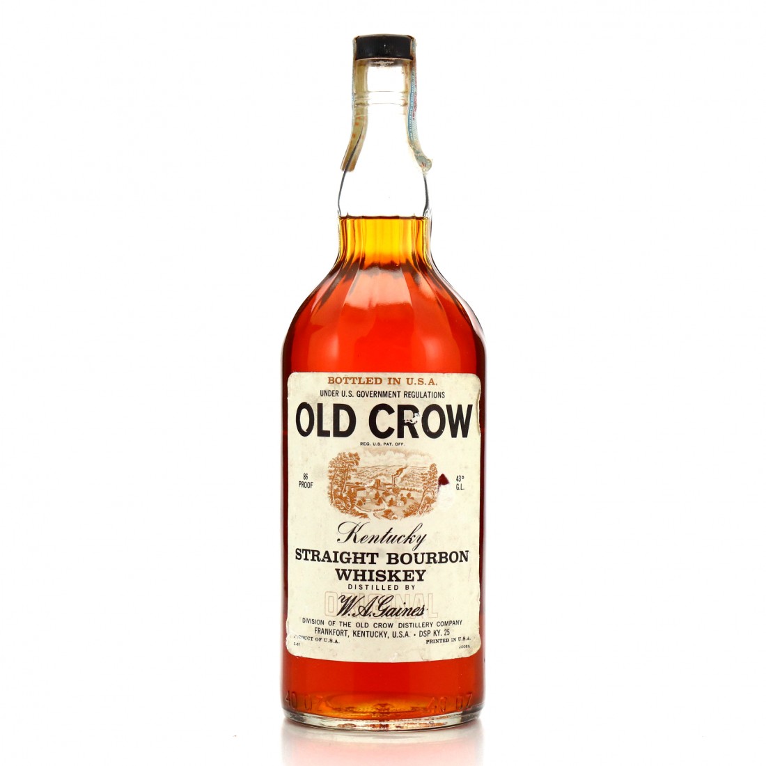 Old Crow 1964 Bottled in Bond 5 Year Old 86 Proof 40 oz Whisky Auctioneer