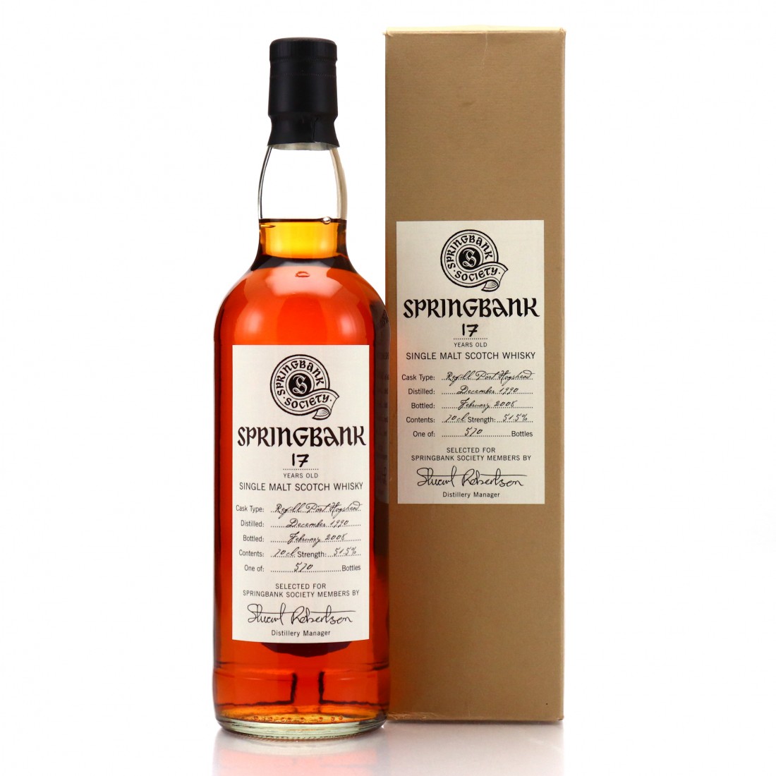 Springbank 1990 Springbank Society 17 Year Old / Refill Port Hogshead ...