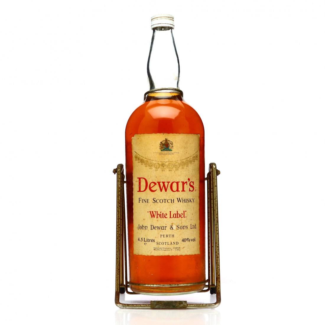 Dewar's White Label Scotch Whisky 4.5 Litre 1970s with Cradle Whisky