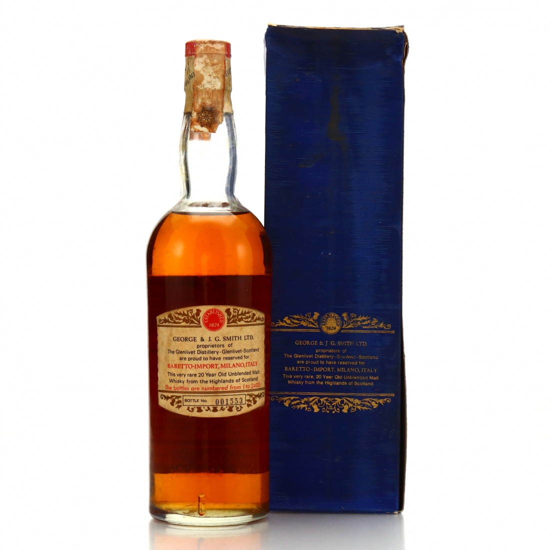 Glenlivet 20 Year Old 1970s / Baretto Import Whisky Auctioneer