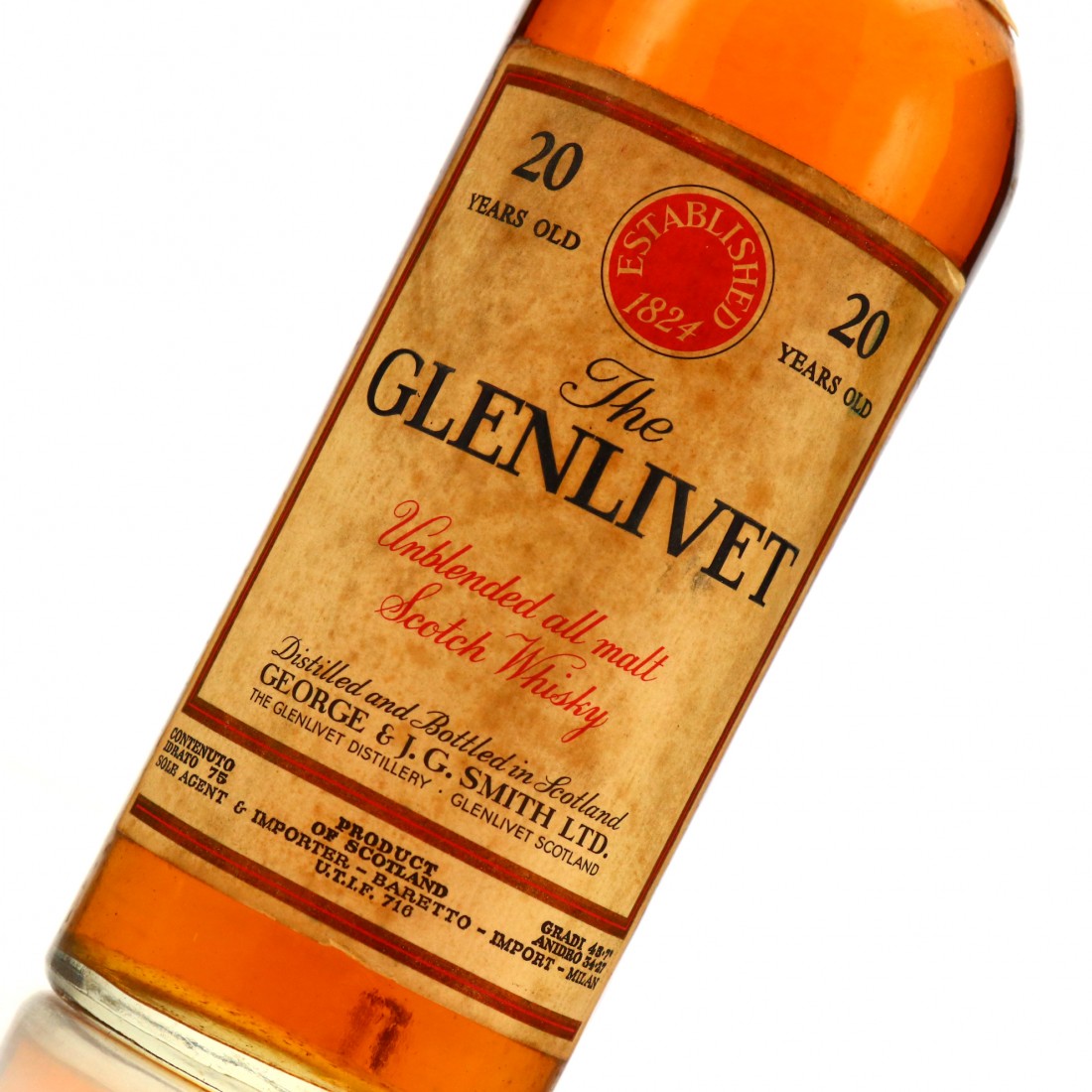 Glenlivet 20 Year Old 1970s / Baretto Import Whisky Auctioneer
