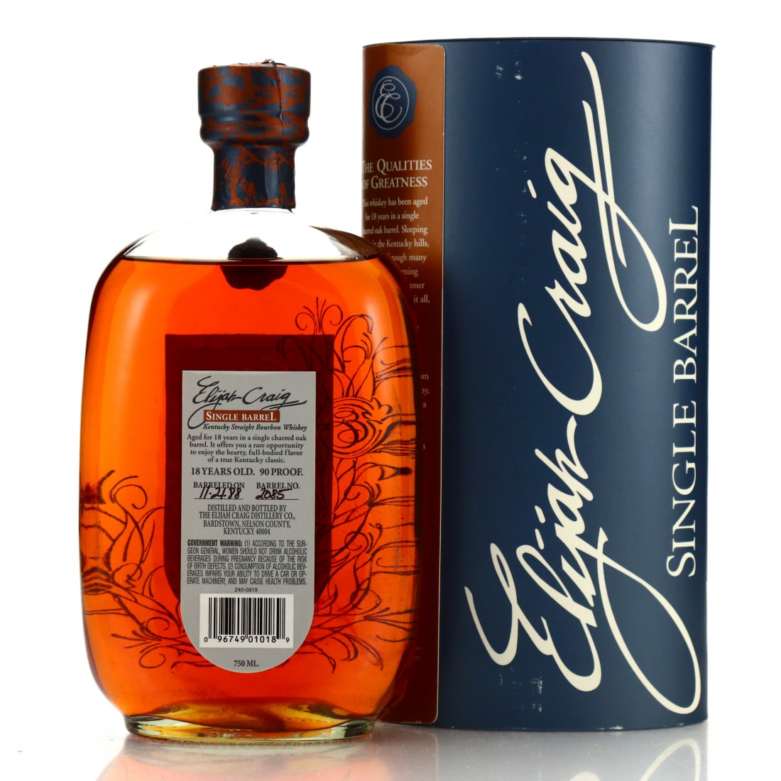 Elijah Craig 1988 Single Barrel 18 Year Old Whisky Auctioneer