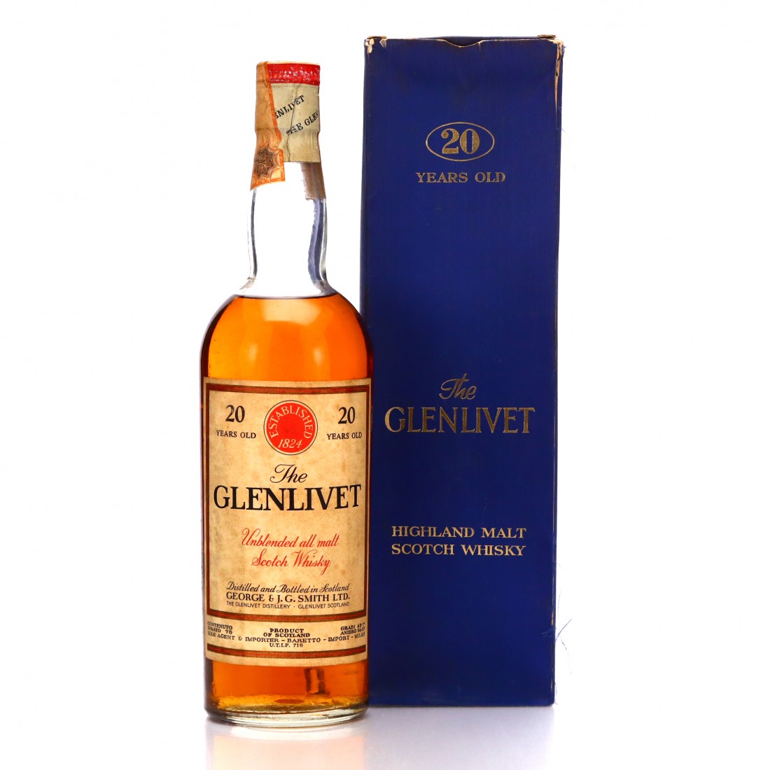 Glenlivet 20 Year Old 1970s / Baretto Import Whisky Auctioneer