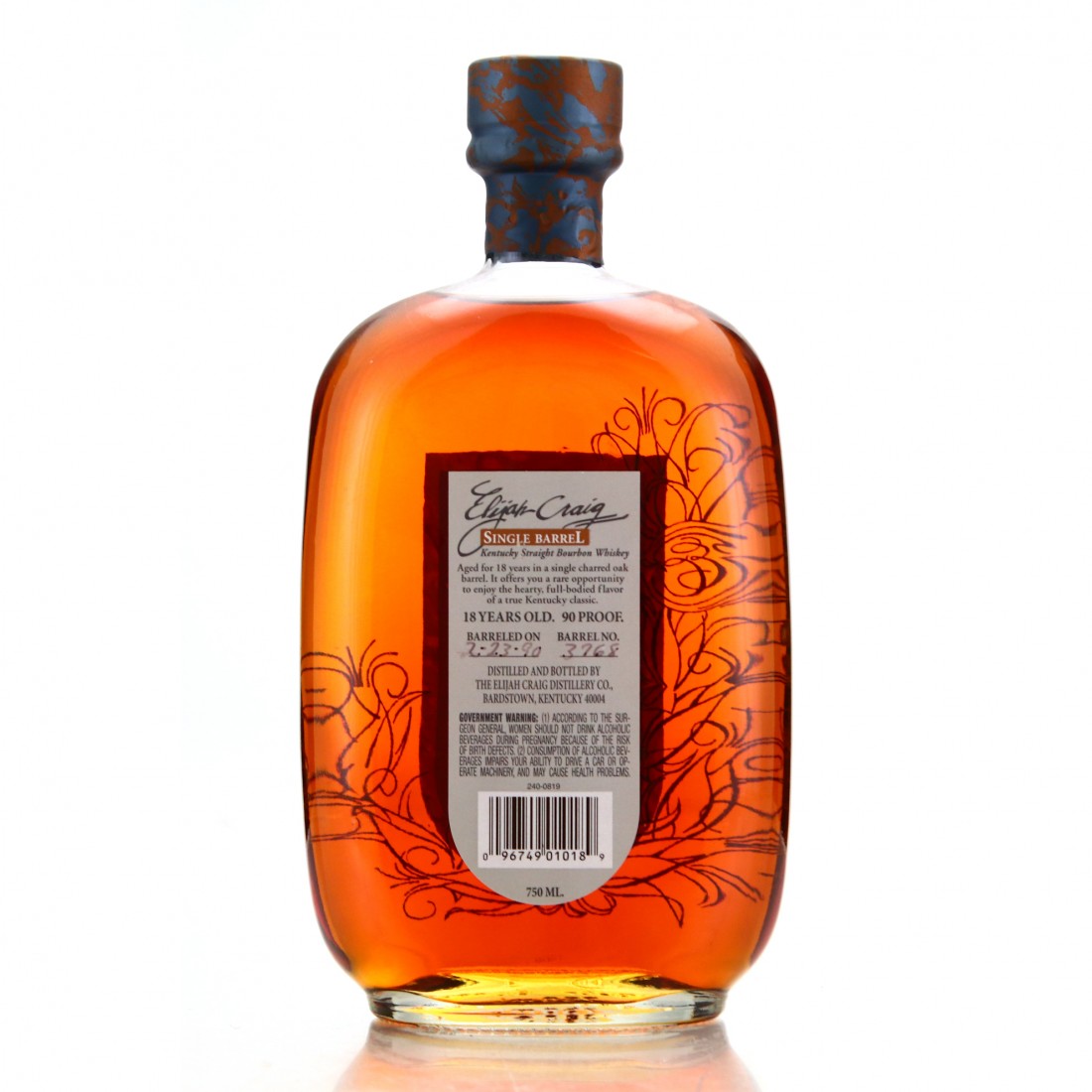 Elijah Craig 1990 Single Barrel 18 Year Old 3769 Whisky Auctioneer