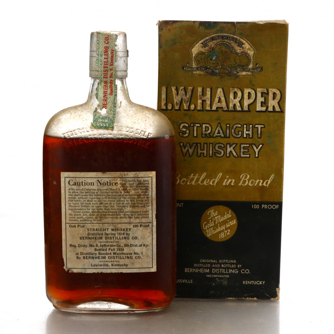 I.W Harper 1916 Bottled in Bond 18 Year Old Pint / Prohibition Era 