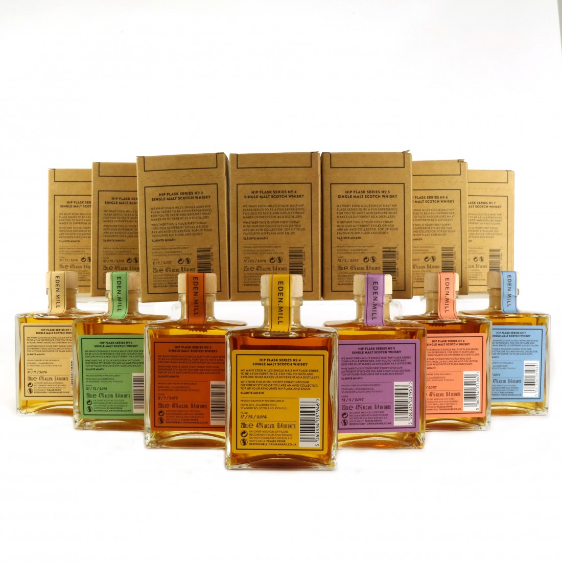 Eden Mill Single Malt Hip Flask Series 7 x 20cl Whisky Auctioneer