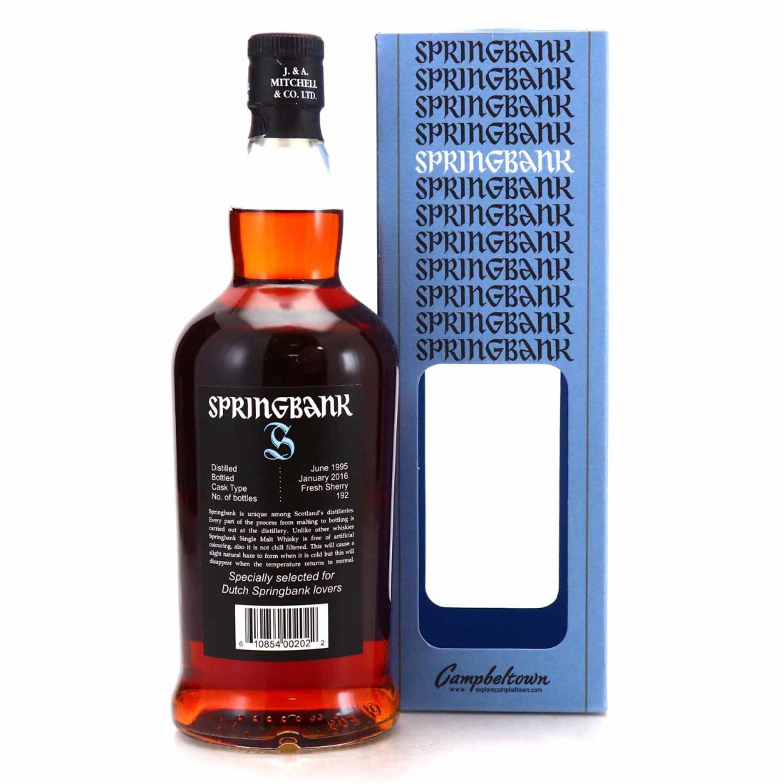 Springbank Cola Springbank 1995 Single Cask 20 Year Old / Selected for Dutch Springbank ...