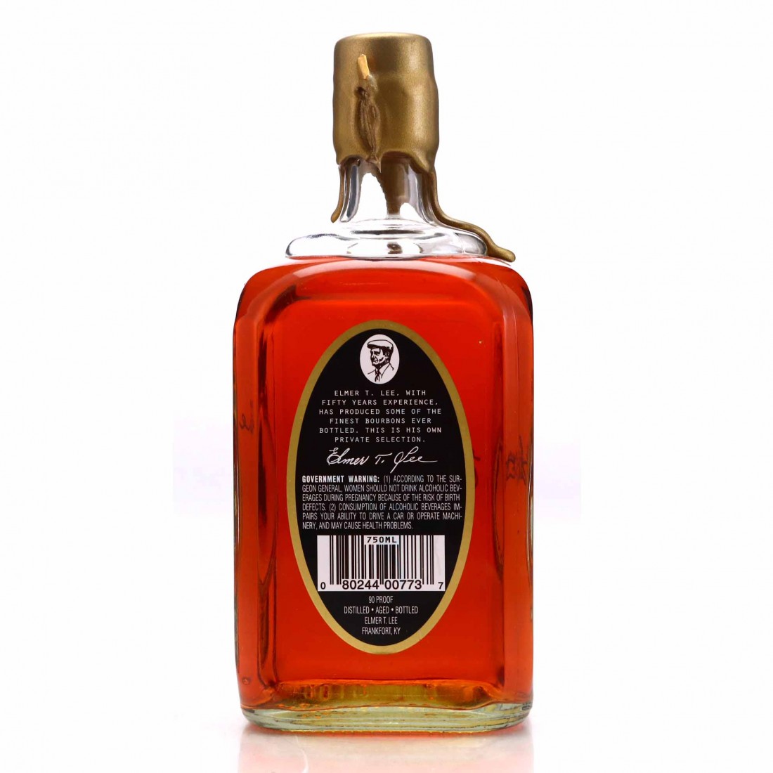 Elmer T Lee Single Barrel Kentucky Bourbon / Gold Wax Whisky Auctioneer