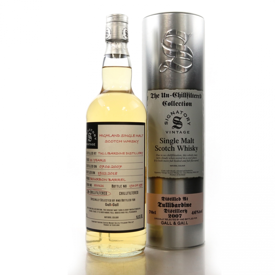 Tullibardine 2007 Signatory Vintage 11 Year Old / Gall and Gall Whisky Auctioneer