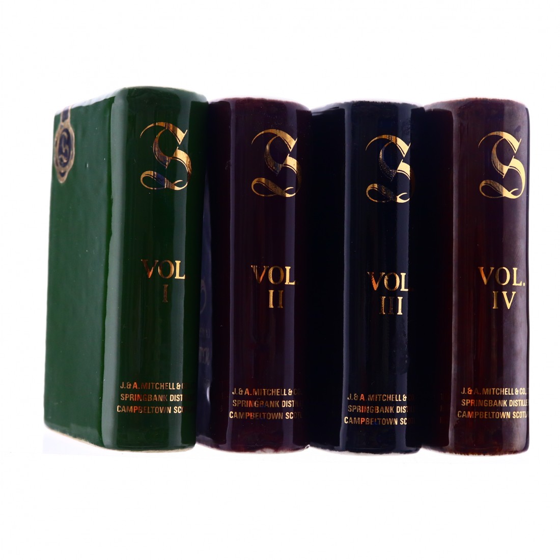 Springbank Ceramic Book Decanters 4 x Miniature Whisky Auctioneer