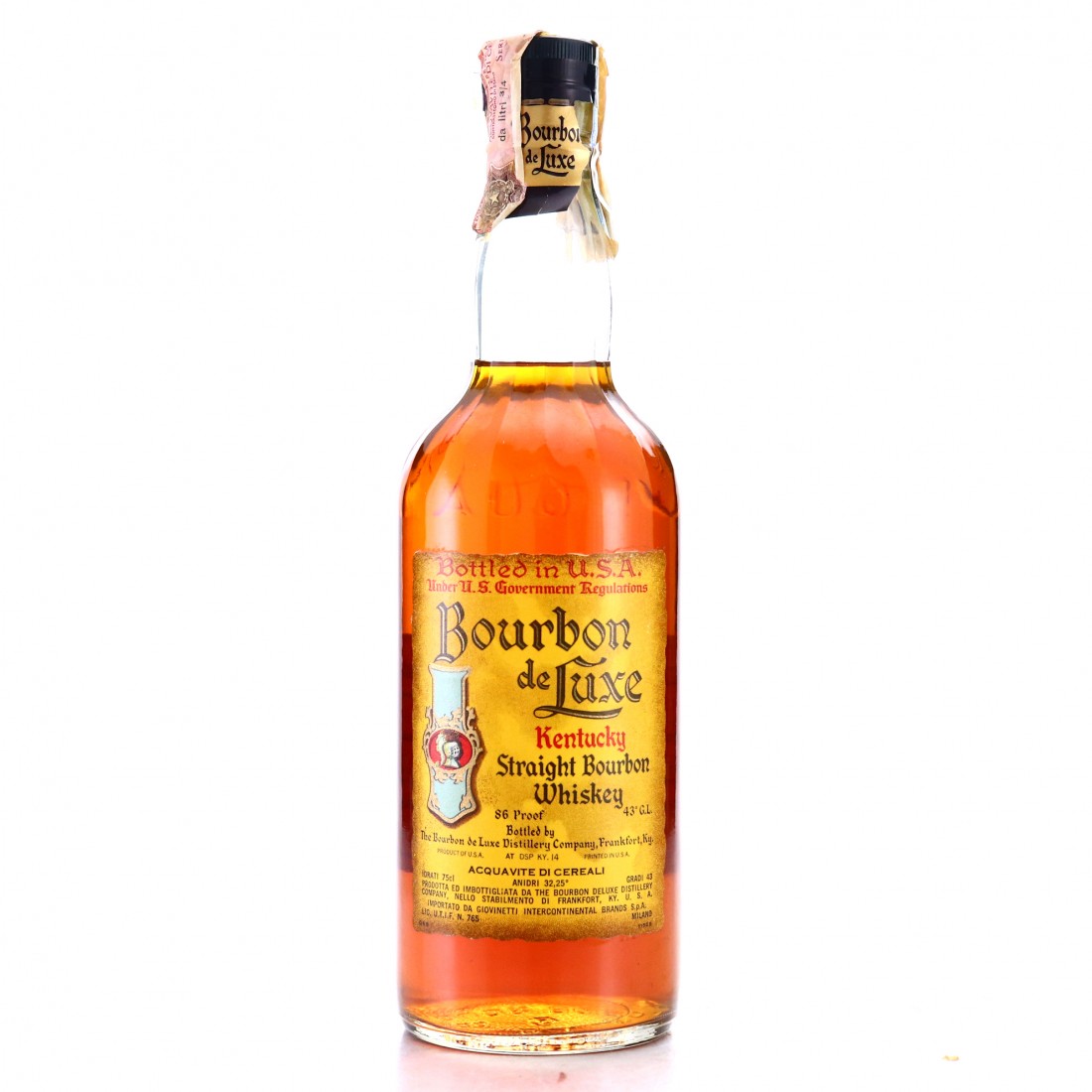 Bourbon de Luxe Bottled in Bond Bourbon 86 Proof 1972 Whisky Auctioneer
