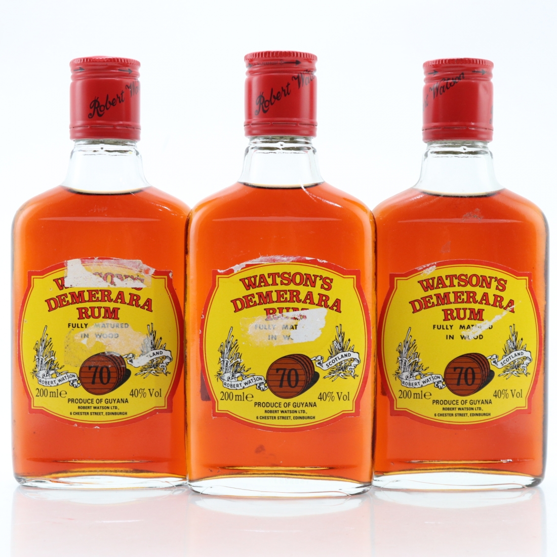 Watson's Demerara Rum 1980s 3 x 20cl Whisky Auctioneer