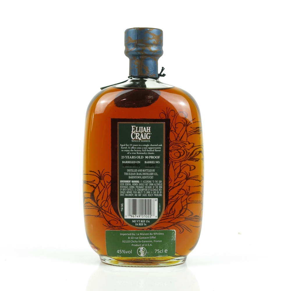 Elijah Craig 23 Year Old Single Barrel Whisky Auctioneer